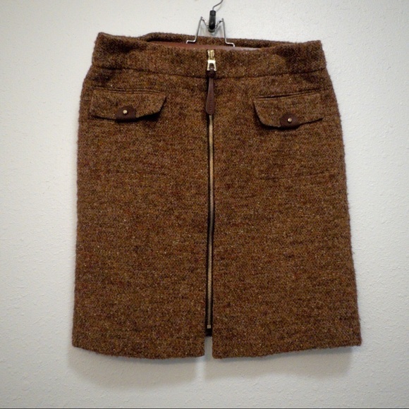 ECCOCI Brown Wool Tweed Pencil Skirt - Picture 1 of 4